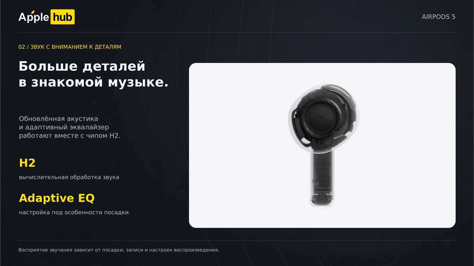 Apple AirPods 5 с футляром USB-C — Звук с вниманием к деталям