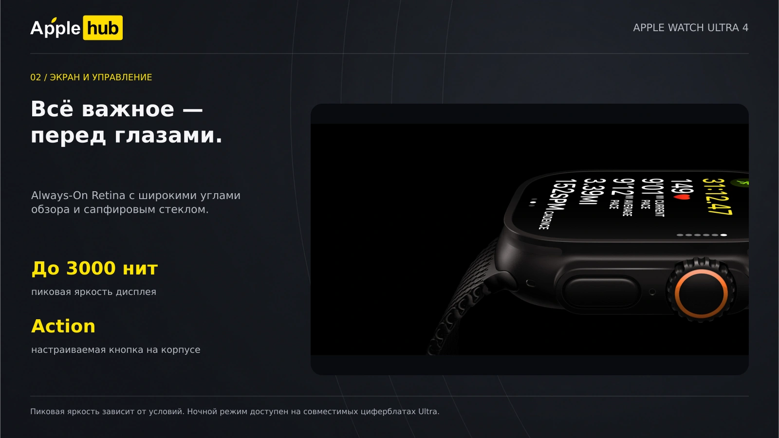 Apple Watch Ultra 4 — Экран, который удобно читать в движении