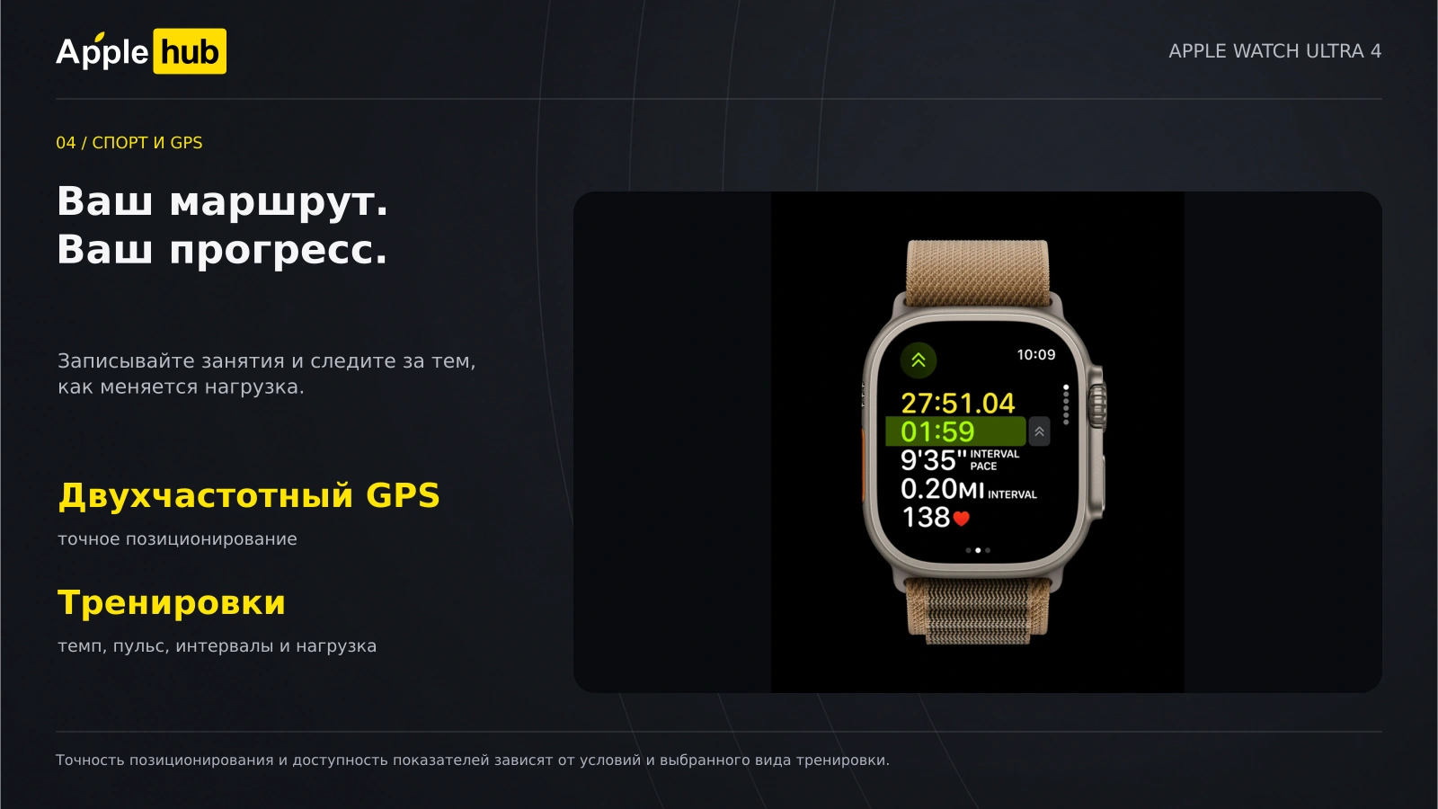 Apple Watch Ultra 4 — Тренировки с маршрутом и понятными показателями