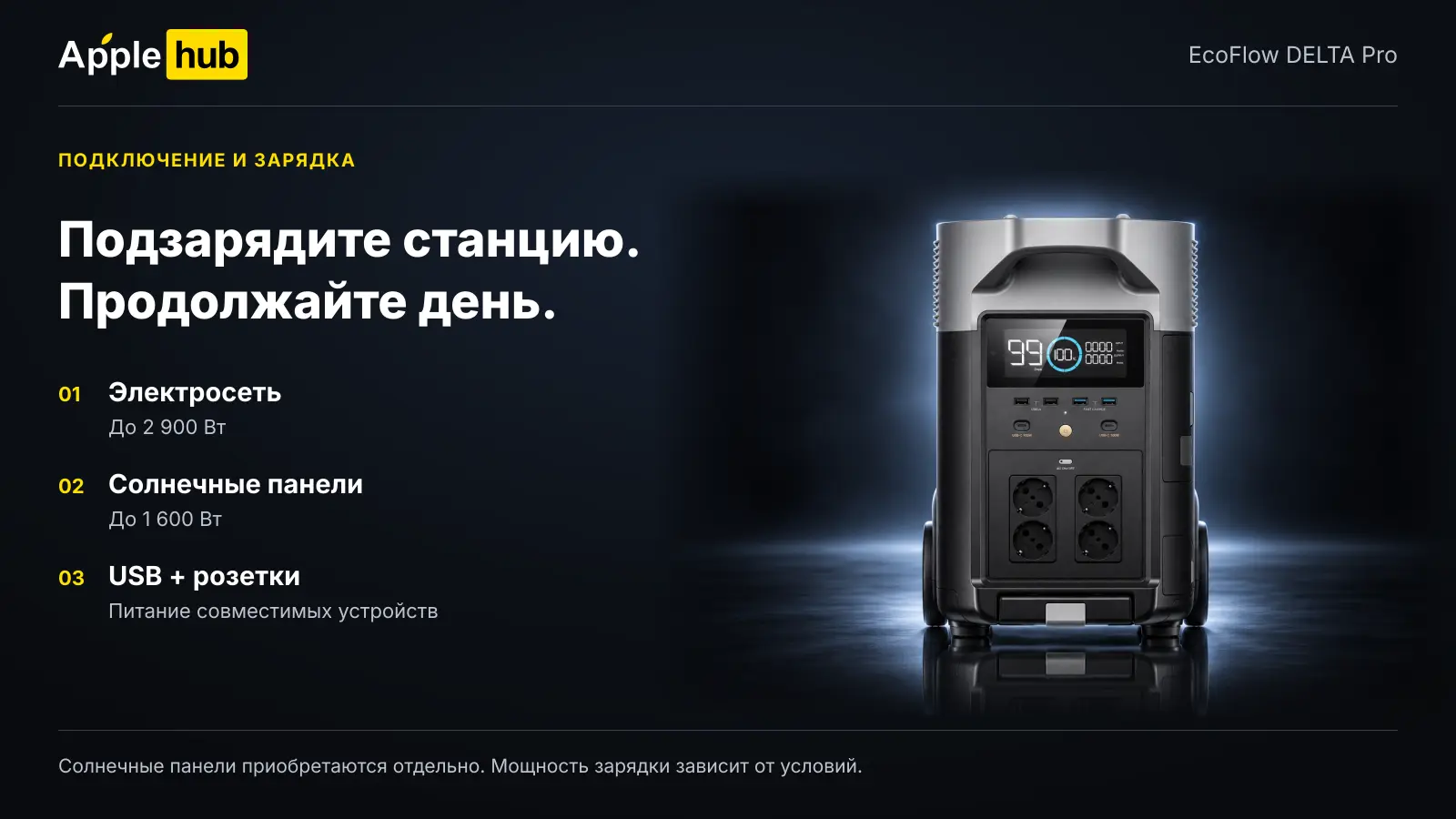 EcoFlow DELTA Pro — способы зарядки