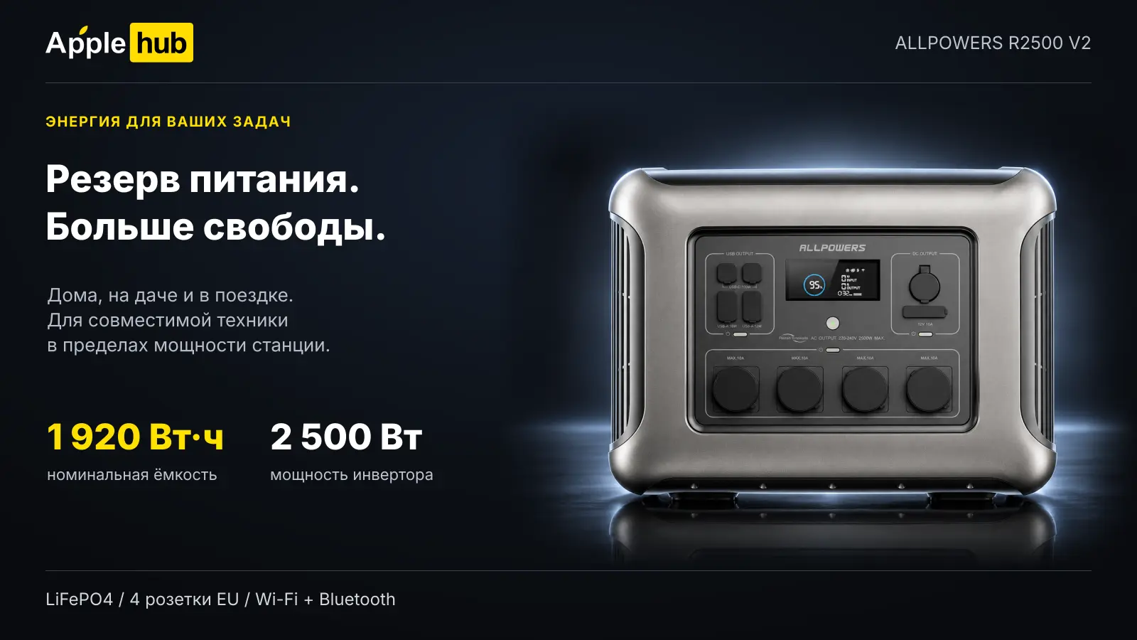 ALLPOWERS R2500 V2 — ёмкость и мощность